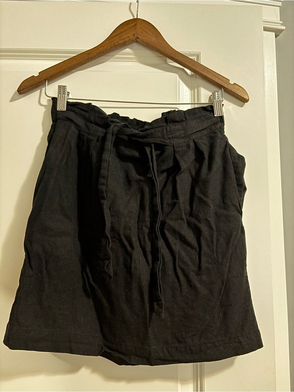 Dynamite Black Paperbag Tie-Waist Mini Skirt